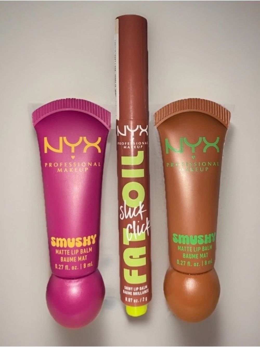 NEW 3pc NYX Lip Balm Bundle | Smushy Matte & Slick Click Fat Oil Shiny ~3 Shades